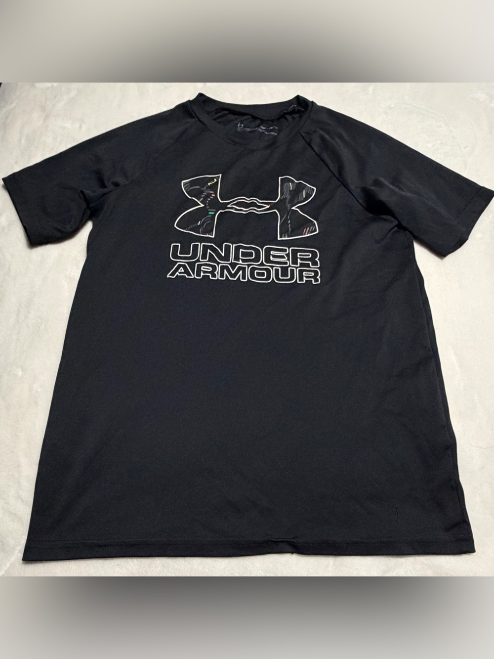 Under Armour Black Tee with Multicolor Logo Accents